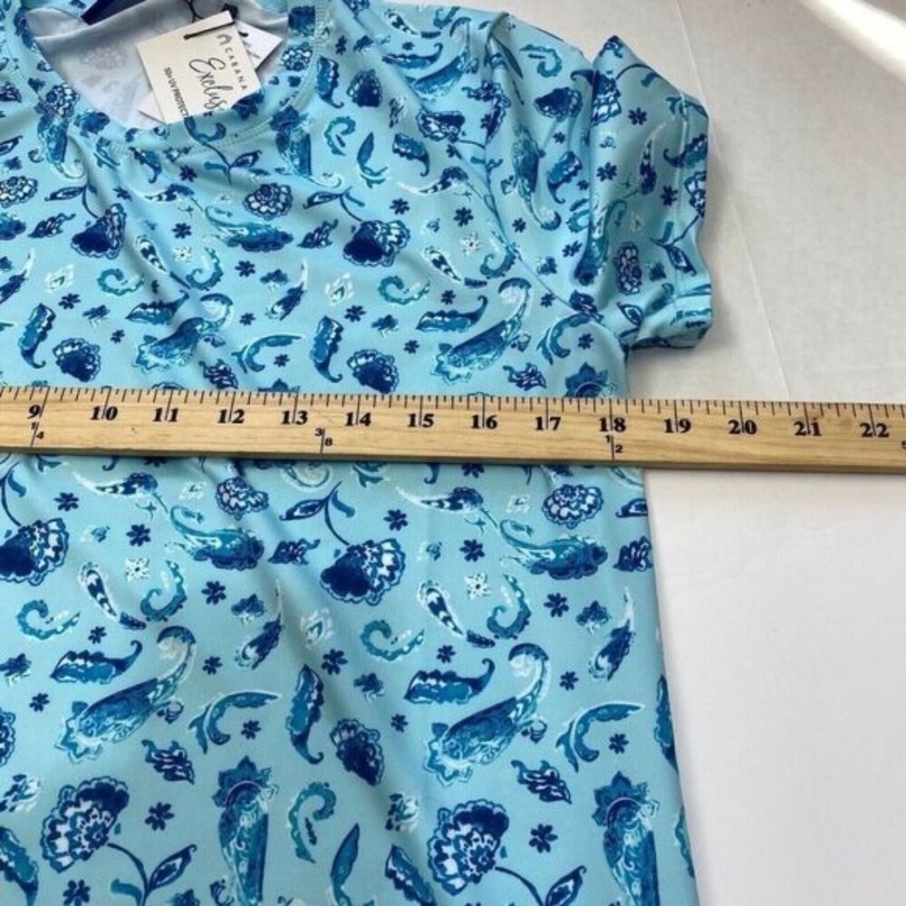 Women's Cabana Life Shift Dress Size M Short Sleeve Pockets Blue,UPF 50 New - Picture 4 of 16